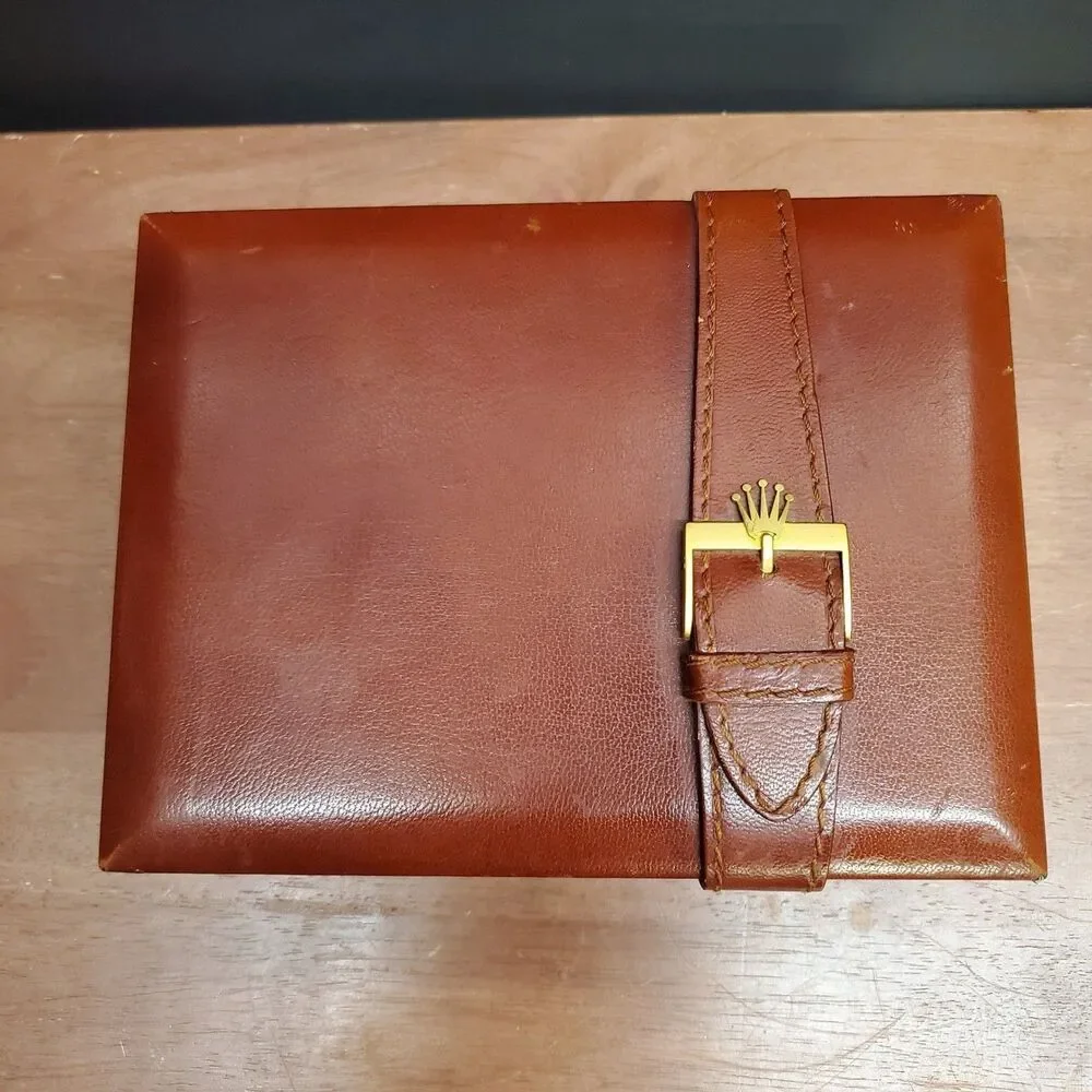 Vintage Rolex Presidential Day-Date Empty Leather Wood Watch Box Case 56.00.2